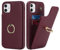 SailorTech Coque pour iPhone 12 Étui avec Porte-Carte de crédit pour Femmes, Etui pour iPhone 12 Pro Anneau de Support avec Fentes pour Cartes Étui à la Mode pour Hommes-Bourgogne