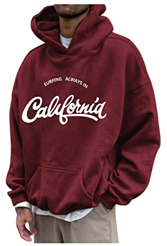 Générique 2024 Neu Herren Kapuzenpullover Oversized Oversized Herren Herbst und Winter Schal für Herren, Burgunderrot, XXXL