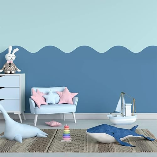 Ideal Stencils Calm Waves, Wandmalerei-Schablone, perfekte Welle für Kinderzimmer, Heimdekoration, Wandrand-Design (Größe 80 cm)