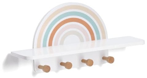 Zeller 13539 Kinder-Wandgarderobe Rainbow, MDF/Kiefer, ca. 48 x 13 x 24 cm