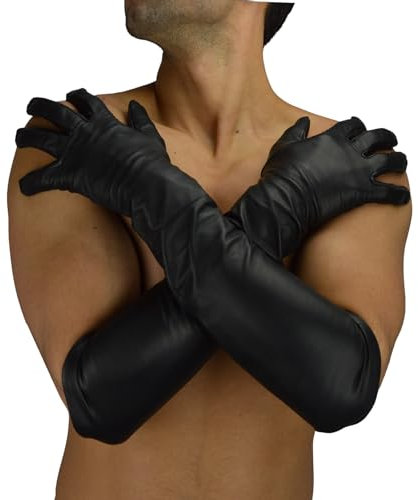 awanstar 105 Männer lederhandschuhe,lange lederhandschuhe Gay leder handschuhe, men long leather gloves (M)