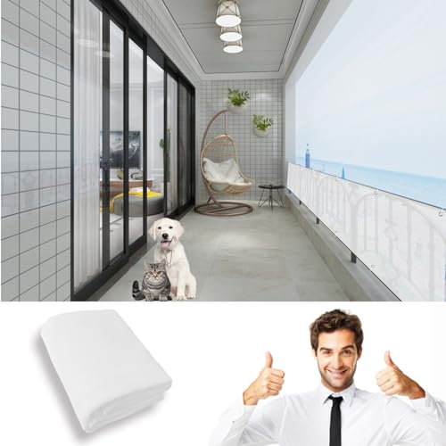 GAIFNAG Balkon Sichtschutz Bespannung 105 x 800 cm Sichtschutz Sichtschutzzaun, Kunststoff Balkonverkleidung HDPE 220G/M², Wind- Und Uv-Schutz für Balkon Garten im Freien, Weiß