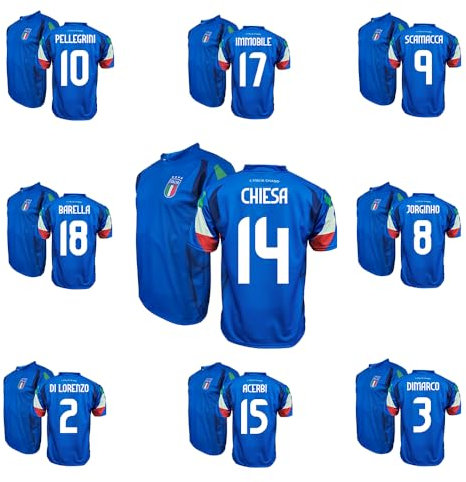 ZeroPlayer FIGC Italia Replica Ufficiale Maglia Home Kit 2024 Nazionale Italiana di Calcio - Personalizzabile Taglia 10 Anni