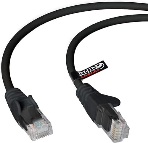rhinocables CAT 5e High-Speed Ethernet Cable - Reliable LAN Network RJ45 Cable for Fast Internet & Data Transfer | Durable WiFi Broadband Cable for Gaming & Streaming, (2m, Black, Pack of 10)