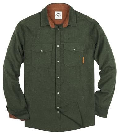 TARAINYA Flanellhemd Herren Langarm Kariertes Karohemd Holzfällerhemd Oktoberfest mit Tasche Regular Fit Grün M