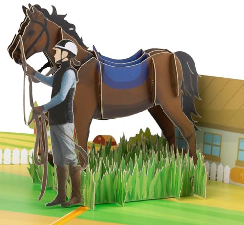 Magic Ants Pop-Up Karte Pferd - 3D Pop-Up Karte Pferd - 3D Geburtstagskarte mit Reiter-Motiv, Geldgeschenk für Pferdeliebhaber - Glückwunschkarte für Frau, Mann, Freundin oder Mama