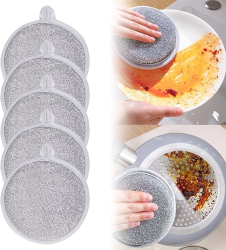 Samkeen 5 Stück Geschirrspüllappen Aus Draht, Mehrzweck Geschirrspüllappen Aus Draht für Küche, Haushalt, Pfanne, 2024 Wire Dish Cloth for Wet and Dry