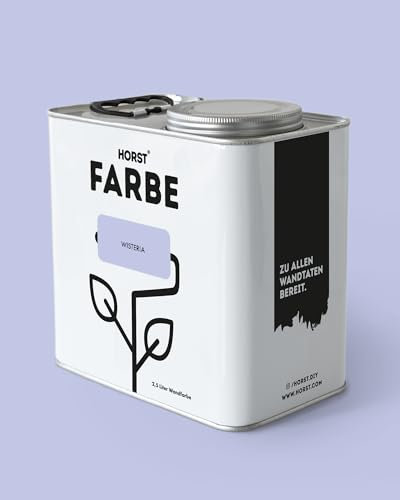 HORST Wandfarbe Wisteria 5L - Hochwertige Innen-Farbe - Hohe Deckkraft & Schnelltrocknend - Geruchsneutral - Spritz- & Tropffrei - 100% Natürlich - Lila