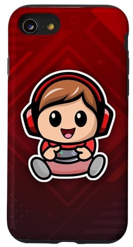 iPhone SE (2020) / 7 / 8 Kawaii Chibi Gamer Kid Cute Adorable Video Game Boy Red Case