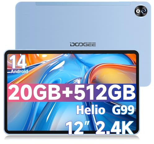 DOOGEE T40 PRO Tablet 12 Zoll Android 14, 20GB RAM+512GB ROM(2TB TF), 2.4K Helio G99 Gaming Tablet, 10800mAh, 16MP+8MP 4G Dual SIM/ 5G WiFi/GPS/Widevine L1