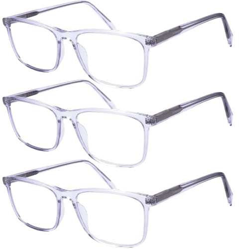 Cvantus Lunettes de lecture 3 pcs Premium | Qualité Ordonnance- Faites par des opticiens | Anti-lumière bleue & UV, Antireflet | Lunette loupe homme & femme carrées transparentes +1.50