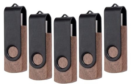 Memoria USB 3.0 de madera de 64 GB, 5 unidades USB 3.0, diseño giratorio, USB 3.0