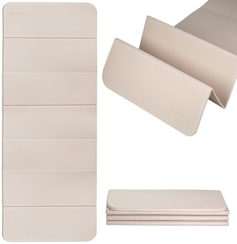 PAIDU Foldable Yoga mat -10mm thick, POE material, portable multi-functional folding mat - comfortable and durable, easy to carry, suitable for outdoor travel, Family and Yoga Fitness (Milchkaffee)