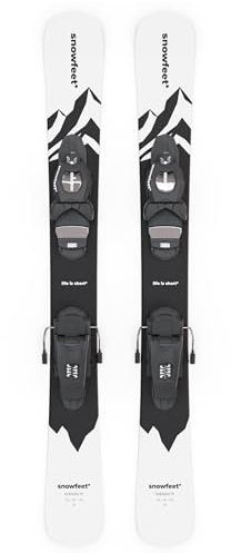 Short Skis for Snow | 99 cm | Skiblades Snowblades Skiboards Little Short Skis | Snowfeet* (White | Profi SKI BINDINGS)
