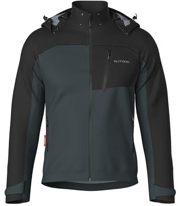 KUTOOK Veste Softshell Randonnée Hommes d'hiver Imperméable Coupe-vent Veste Polaire Cyclisme Homme Veste de Sport en Plein Air GY-XXL