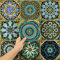 Hode Kitchen Bathroom Tile Stickers Stick on Tiles, Sticky Back Peel and Stick Self Adhesive Wall, Vinyl Waterproof Green Gold Moroccan, 50pcs 15x15cm