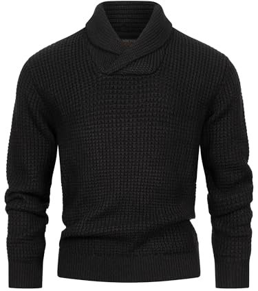 Indicode Herren INBrockly Strickpullover mit Schalkragen | Herrenpullover Strick-Pulli für Männer Black, XL