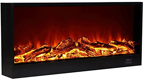Chimeneas eléctricas Chimenea eléctrica decorativa de 47 Inserto para chimenea Calentador de habitación con leña y llama Calentador de interior con temporizador y control remoto, Velocidad de llama a
