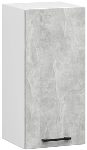 AKORD | Küchenhängeschrank - Oliwia W30 | 2 Regalböden & 1 Tür Küche Schrank | Einbauküche Küchenzeile Küchenmöbel Küchenschränke | Weiß & Beton