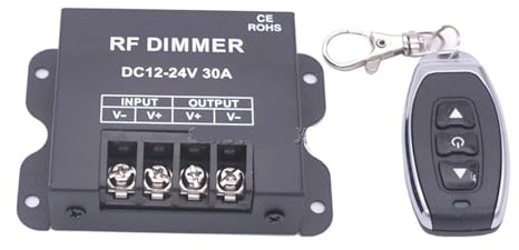 Contrôleur de variateur LED 30A DC12V 24V 30A avec luminosité réglable, avec télécommande à 3 boutons, adapté aux bandes lumineuses LED monochromes