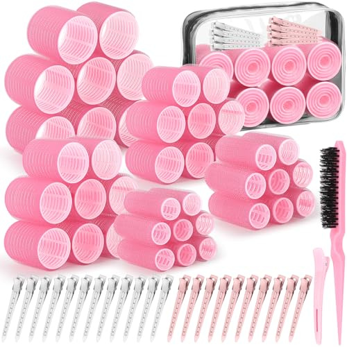 Qinzave Lockenwickler mit Clips, große Lockenwickler mit 5 Größen, selbstgreifender Lockenwickler für langes, mittleres, kurzes, dickes, dünnes Pony, Volumen