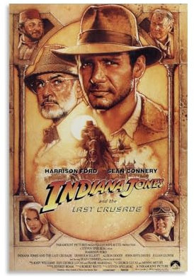 NDIEHA Indiana Jones Poster auf Leinwand für Schlafzimmer oder Wohnzimmer, Galerie-Wanddekoration, 20 x 30 cm, ungerahmt, Indiana Jones