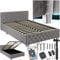 tectake® Chesterfield Schlafzimmer Bett mit Bettkasten, Polsterbett, Bett mit Stauraum, Doppelbett, Jugendbett, King Size Bed, Schlafbett, Gaming Bett mit LED, dunkelgrau, 140 x 200 cm