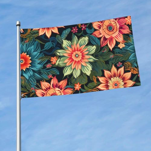 Flagge, 91 x 152 cm, Bohemian-Blumen-Flaggen, lustige Feiertags-Gartenflaggen für alle Jahreszeiten, strapazierfähige Flaggen für draußen, Allwetterflagge für Wohnheimzimmer- tion, Partys im Frei