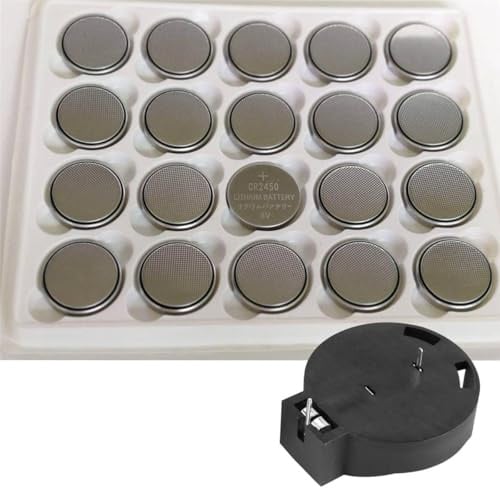 Lafeier 2 Pcs CR2450 Coin Cell Button Battery Socket Holder Case Pins Black