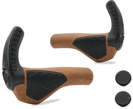 Ergonomischer Lenkergriff Aus Gummieiche For MTB | 1 Paar Griff, rutschfest und stoßdämpfend for Outdoor-Fahrten(Rubber-Oak Br-Bk)