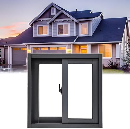 LIMENQIN Finestra Scorrevole for Seminterrato, Finestra for Bagno di Ricambio, Telaio in Lega di Alluminio, Finestre a Tettoia con Zanzariera(Gray,80x80cm/H31.5xW31.5in)
