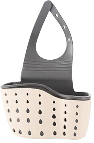 Peosaard Sink Caddy Sponge Holder, Kitchen Sink Caddy Standing or Hanging Sponge Holder with Ajustable Strap Plastic Faucet Basket with Drain Holes for Drying, Kitchen