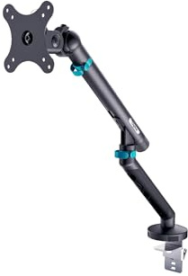 DIGITUS Monitor Halterung 1 Monitor – bis 35 Zoll – mechanische Feder | 10 kg Traglast – für Flach- und Curved-Bildschirme – VESA 75x75, 100x100 – Tischklemme – Schwarz