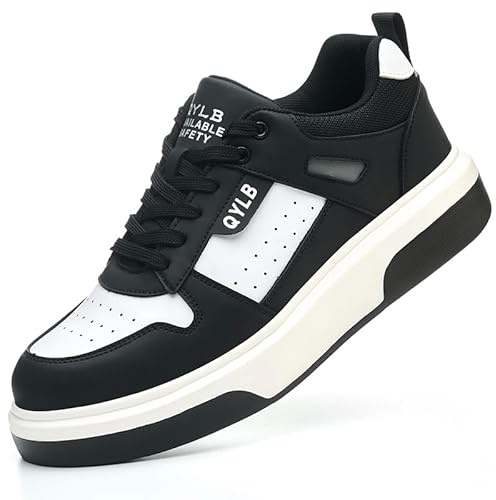 AOACOEBN Arbeitsschuhe Herren Damen Sicherheitsschuhe Leicht rutschfest Stahlkappenschuhe Sportlich Schutzschuhe,Schwarz,42 EU