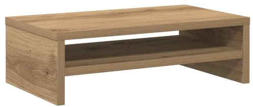 Foknhdi Support d'écran en chêne artisanal, 42 x 24 x 13 cm, support TV en bois avec étagère pour clavier et console, ergonomique, pour PC/TV