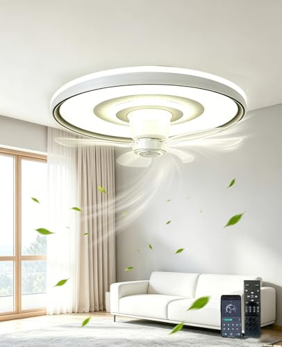 50cm ventilador de techo con luz silencioso cabezal giratorio lampara ventilador techo dormitorio 6 velocidades,3000 K-6500 K regulable mando distancia aplicación para salón, dormitorio la oficina