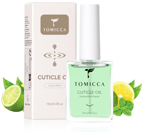 TOMICCA Cuticle Oil 15ml – Non-Greasy Fast Absorbing, Brush On Nail Oil | Grapeseed, coconut, camellia & vitamin E. Softens dry, cracked cuticles. Vegan. For brittle, rough nails. Home & salon use