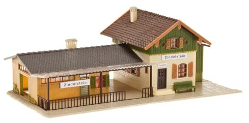 FALLER Kleinstation Zindelstein Modellbausatz mit 86 Einzelteilen 202 x 102 x 75 mm I Modelleisenbahn Zubehör H0 Gebäude I Modelleisenbahn H0 Bahnhof