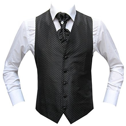 MMUGA Hochzeit westen Set mit Plastron Schwarz 48