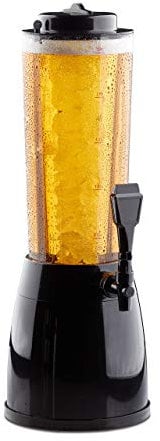 Relaxdays Torre di Birra con Rubinetto, Spillatore Dispenser, Trasparente, 2,5 Litri, BierTower, 50 x 23 x 18 cm, Nero, Cotone