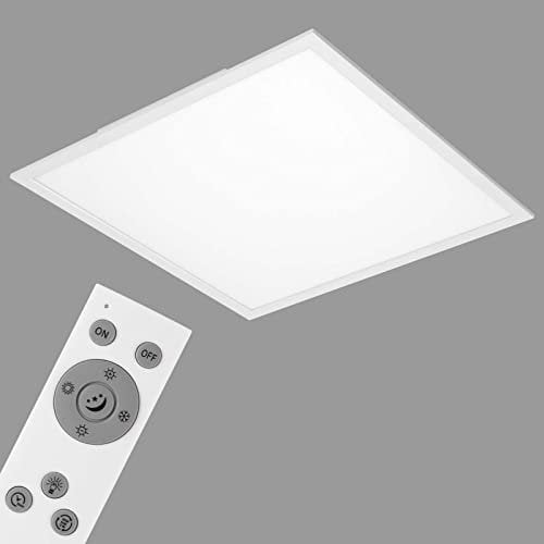 BRILONER - LED Deckenlampe mit Fernbedienung, flach, einstellbar von warmweiß bis kaltweiß, Lampe, Deckenleuchte, Wohnzimmerlampe, LED Panel, Schlafzimmerlampe, 59,5x59,5x6,5 cm, Weiß
