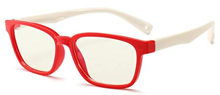 FOURCHEN Anti Blue Light Glasses for Kids Computer Glasses,UV Protection Anti Glare Eyeglasses Computer Glasses Video Gaming Glasses for Children (Red-white)