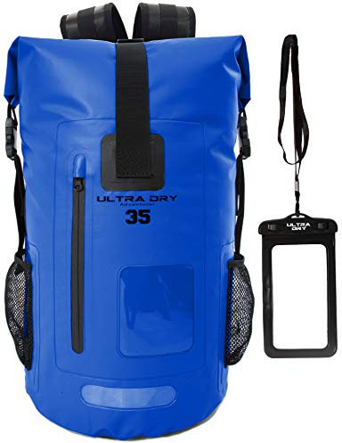 Premium 35L Waterproof Dry Bag Backpack, Sack with Phone Dry Bag, Perfect for Boating/Kayaking/Hiking/Canoeing/Fishing/Rafting/Swimming/Camping/Snowboarding (Blue, 35 L)
