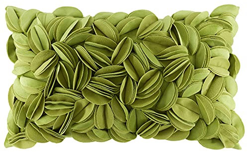 King Rose 3D Flower Throw Pillow Cover Floral Decorative Pillowcase Soft Cushion Cover for Bed Couch Sofa Living Room 12 x 20 Inches Velvet Green