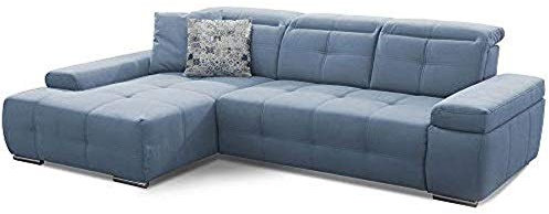 Cavadore Ecksofa Mistrel mit Schlaffunktion, L-Form Sofa mit leichter Fleckentfernung dank Soft Clean, geeignet für Haushalte mit Kindern, Haustieren, 273 x 77 x 173, blau
