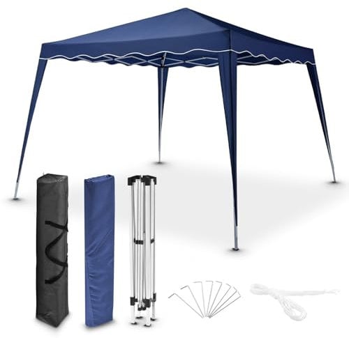 Juskys Faltpavillon Vivara 3x3 m - Pop-up Pavillon höhenverstellbar, UV50+ & wasserabweisend - Gartenzelt mit Tasche - Partyzelt für Garten - Blau