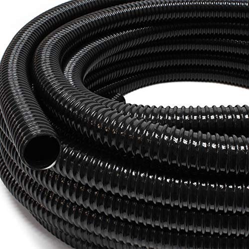 Wiltec Flexibler Förderschlauch 10m Spiralschlauch 50mm (2) schwarz mit Verstärkungsspirale Bewässerung Wasser Teich