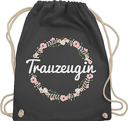 Shirtracer Turnbeutel Rucksack - JGA Junggesellenabschied Frauen - Trauzeugin - Blumenkranz - Unisize - Dunkelgrau - hen party accessories brauttaschen jungesselnabschied bridemaid beutel