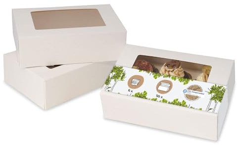 BIOZOYG 6er Cupcake Muffin Box Karton mit großem Sichtfenster inkl. Einlage I 50 Stück Patisserieschachteln Geschenkboxen weiß I Bio Box Take Away Kartonschachtel biologisch abbaubar
