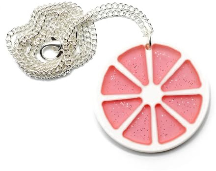 Miniblings Grapefruit Pampelmuse Halskette 45cm Orange pink versilbert | Halsschmuck aus eigener Fertigung in Berlin, mit Sommer und Cocktail